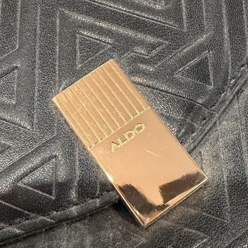 Aldo Black Clutch with Gold Chain Accent - Picture 3 of 5